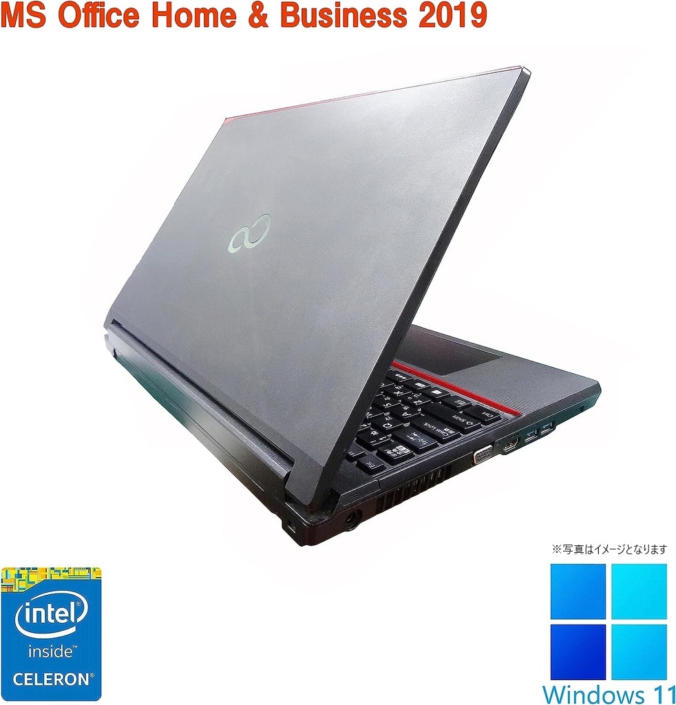 富士通 ノートPC A574/15.6型/10キー/Win 11 Pro/MS Office H&B 2019/Celeron 2950M/WIFI/Bluetooth/8GB/256GB SSD (整備済み品)