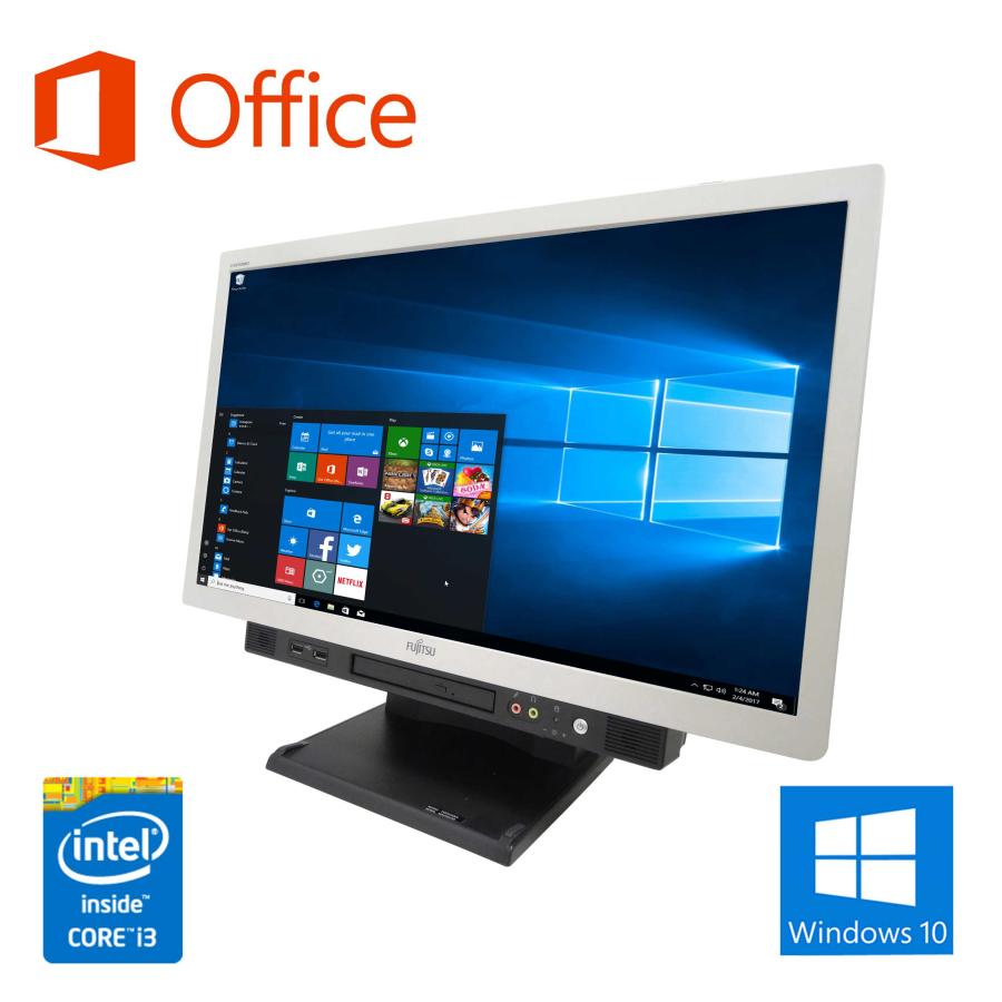 デスクトップ パソコン 一体型PC 20インチ MS Office 2019 Windows 10 Core i3-4100M WIFI Bluetooth USB3.0 DVDROM 8GB/HDD1000GB 富士通K555