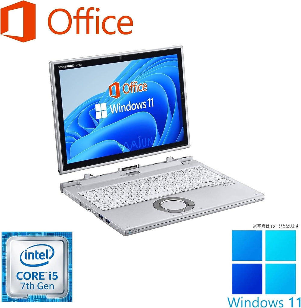 Panasonic 2in1ノートPC CF-XZ/12型2K液晶(2160×1440)/タッチパネル/Win 11 Pro/MS Office 2019 H&B/Core i5-7300U/WEBカメラ/WIFI/Bluetooth/HDMI/8GB/256GB SSD (整備済み品)