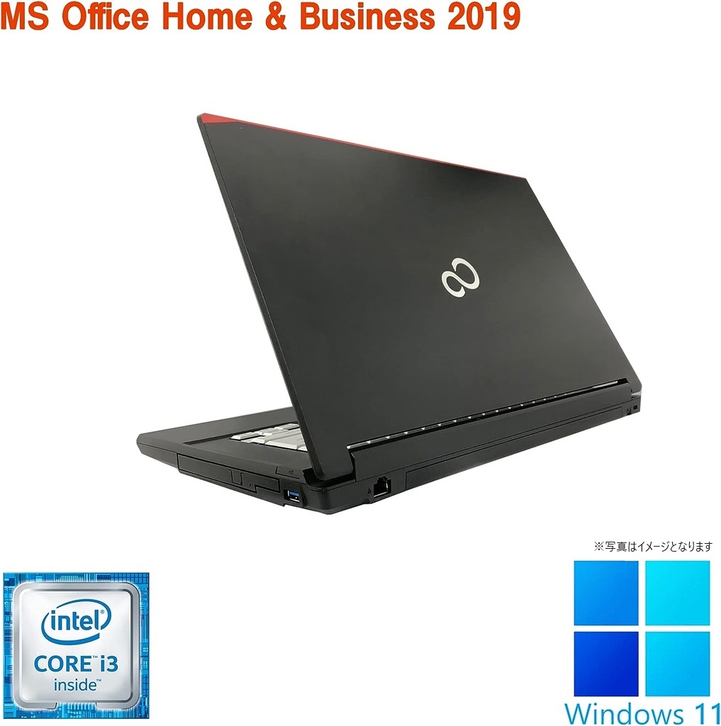 富士通 ノートPC A576/15.6型/Win 11 Pro/MS Office H&B 2019/Core i3-6100U/WIFI/Bluetooth/HDMI/DVD/8GB/256GB SSD (整備済み品)