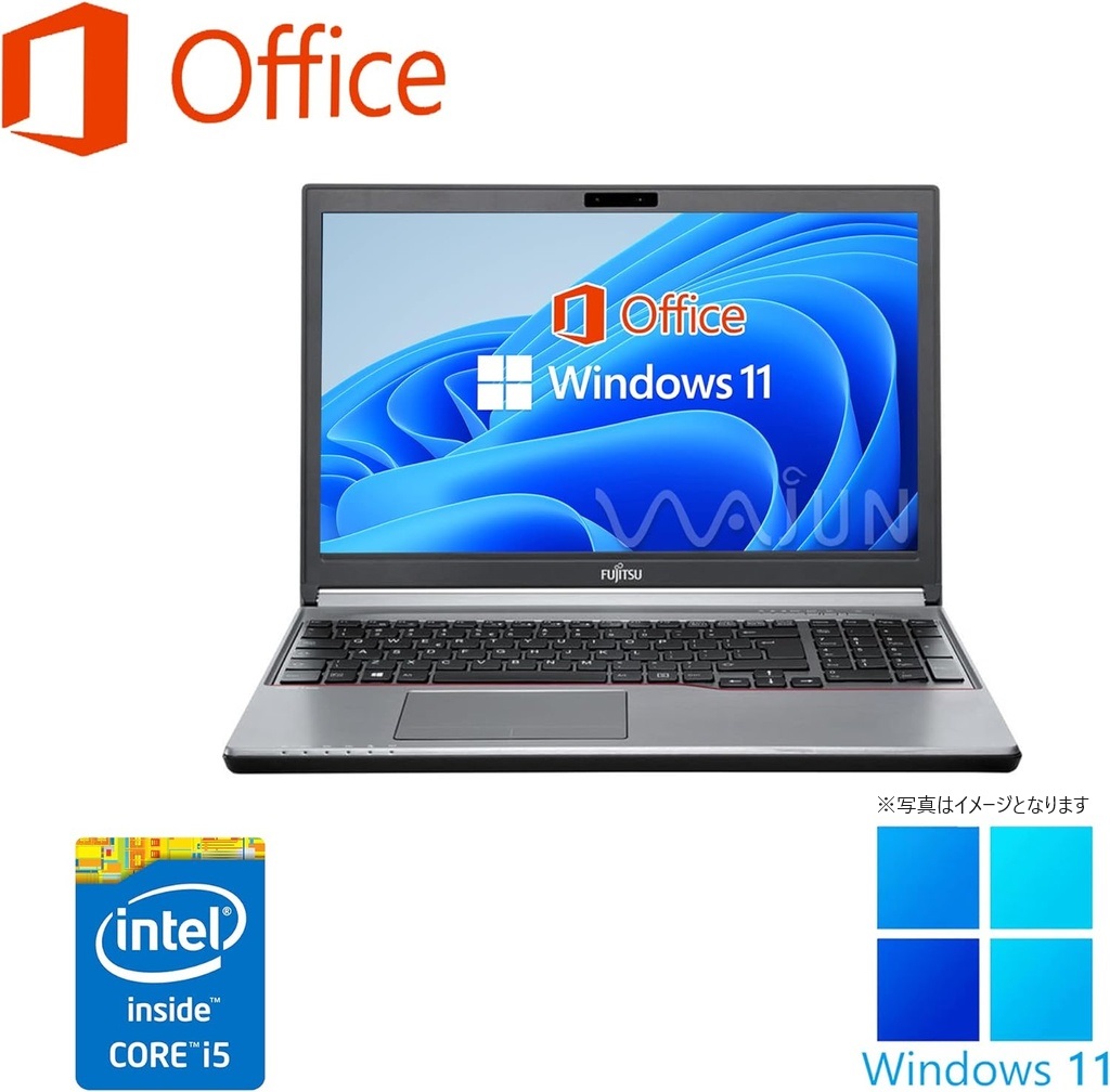 富士通 ノートPC E754/15.6型/10キー/Win 11 Pro/MS Office H&B 2019/Core i5-4310M/wajunのWIFI/Bluetooth/HDMI/DVD/8GB/256GB SSD (整備済み品)