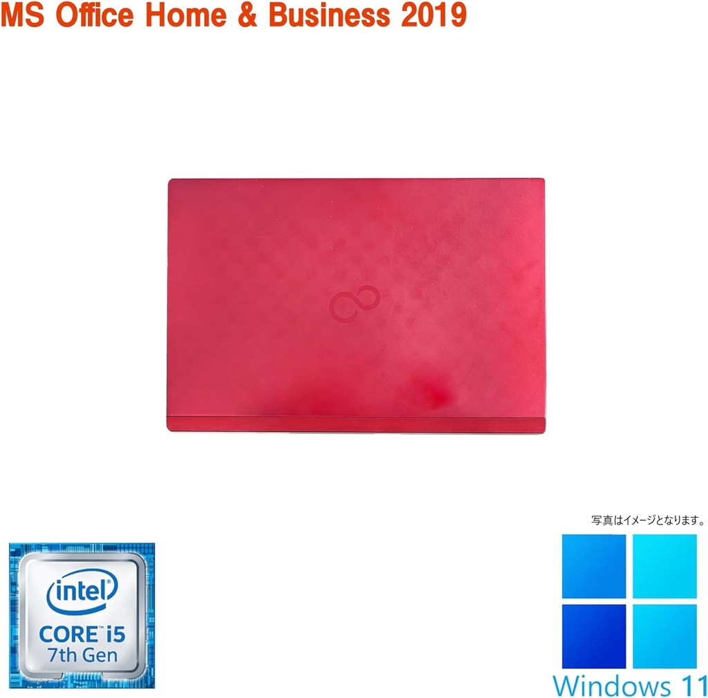 富士通 ノートPC MU937/Red/13.3型フルHD/Win 11 Pro/MS Office H&B 2019/Core i5-7300U/WEBカメラ/WIFI/Bluetooth/HDMI/8GB/128GB SSD (整備済み品)