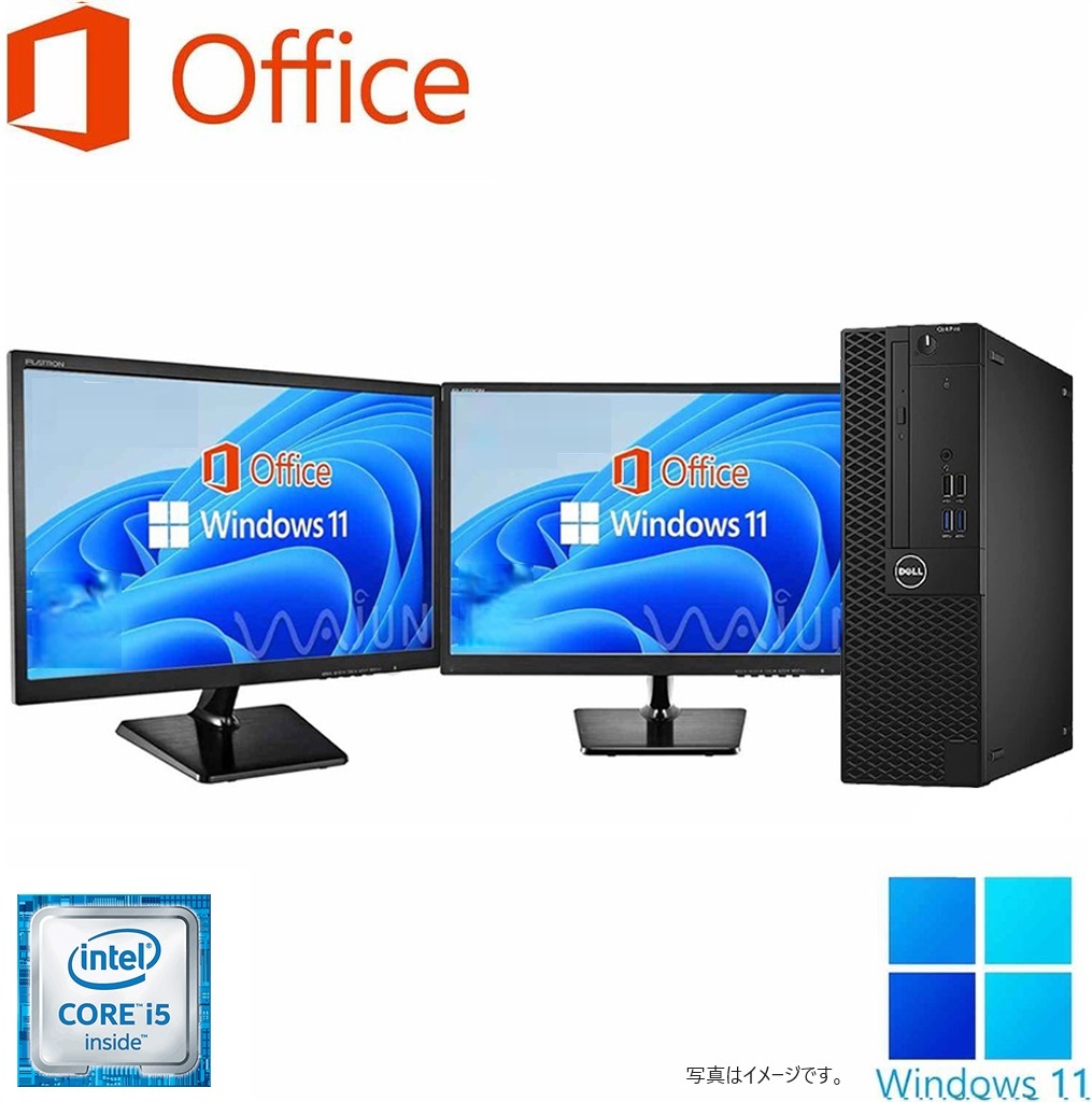 DELL OptiPlexシリーズ 中古デスクトップパソコン/22型液晶２台セット/Win 11 Pro/MS Office H&B 2019/Core i5-6500/WIFI/Bluetooth/HDMI/DVD-rom/8GB/128GB SSD (整備済み品)