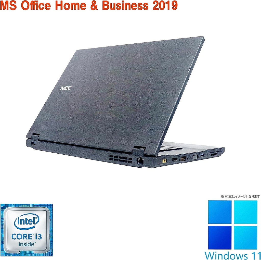 NEC 中古ノートPC VK23/15.6型/Win 11 Pro/MS Office H&B 2019/Core i3-6世代/WIFI/Bluetooth/HDMI/16GB/256GB SSD (整備済み品)