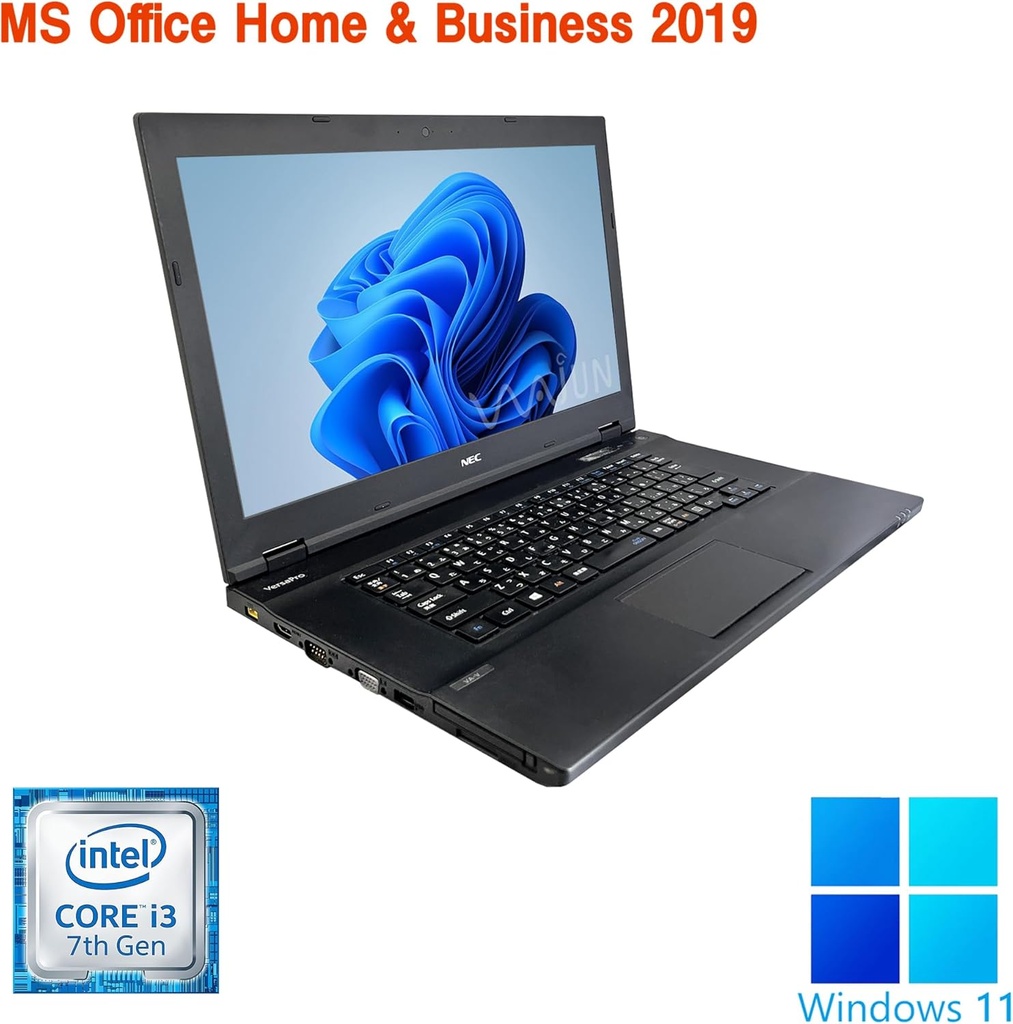 NEC ノートPC VK23/15.6型/第7世代 i3-7100U/Win11 Pro/MS Office H&B 2019 /WIFI/Bluetooth/HDMI/DVD/8GB/512GB SSD