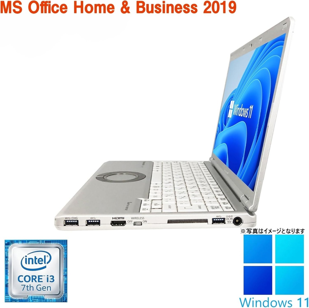 Panasonic ノートPC CF-SZ6 / 12型フルHD / Win11 Pro/MS Office H&B 2019 / Core i3-7100U / WEBカメラ/WIFI/Bluetooth/HDMI / 4GB /128GB SSD/整備済み中古PC