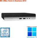 中古整備ミニPC　エイチピー  400G4 / Win11 Pro/MS Office H&B 2019 / Core i5-8500T / WIFI/Bluetooth / 8GB / 256GB SSD