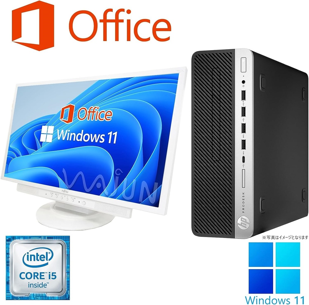 HP (エイチピー) デスクトップPC 600G3/22型液晶セット/Win 11 Pro/MS Office H&B 2019/Core i5-6500/WIFI/Bluetooth/DVD-RW/8GB/256GB SSD (整備済み品)