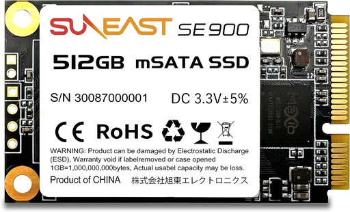 SUNEAST SSD 内蔵SSD 512GB SE900 Msata Solid State Drive SSD mSATA ミニ ハードディスク 3.0 6Gb/s 3D NAND採用 サンイースト 国内3年保証 SE900MSA3-512G wbx1999